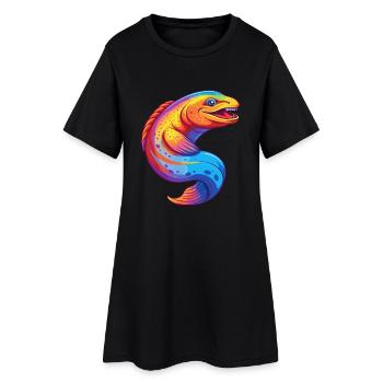 Muräne Aal Bunt Kawaii Cartoon Meerestier - Frauen T-Shirt-Kleid - Schwarz - Vorne