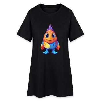 Sea Squirt Coloré Kawaii Dessin animé Animal marin - Robe T-shirt Femme - noir - Devant