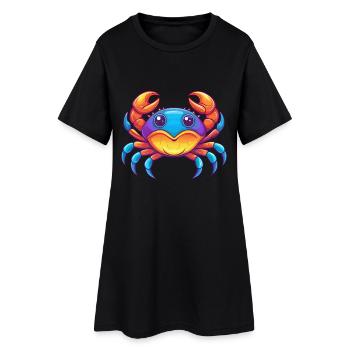 crabe coloré kawaii dessin animé animal marin - Robe T-shirt Femme - noir - Devant