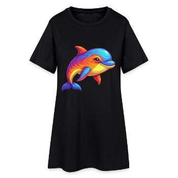 baleine à bec coloré Kawaii dessin animé Clipart - Robe T-shirt Femme - noir - Devant