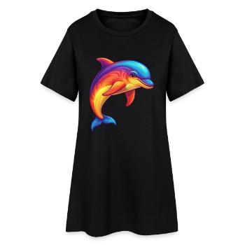 Großer Tümmler Bunte Kawaii Cartoon Clipart - Frauen T-Shirt-Kleid - Schwarz - Vorne
