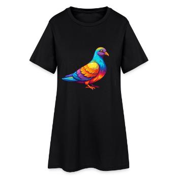 Pigeon coloré Kawaii personnage de dessin animé oiseau - Robe T-shirt Femme - noir - Devant