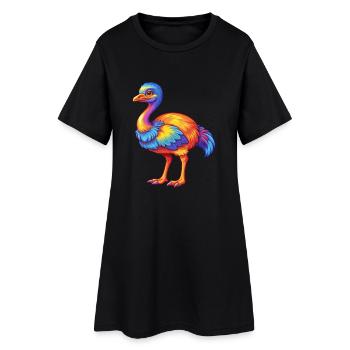 autruche coloré Kawaii personnage de dessin animé oiseau - Robe T-shirt Femme - noir - Devant
