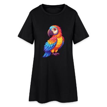 Perroquet coloré Kawaii personnage de dessin animé oiseau - Robe T-shirt Femme - noir - Devant