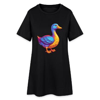 Goose Colorful Kawaii Cartoon Character Bird - Women’s T-Shirt Dress - black - Front