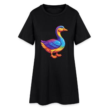 Goose Colorful Kawaii Cartoon Character Bird - Women’s T-Shirt Dress - black - Front