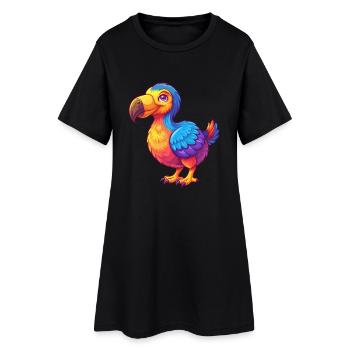 Dodo Colorful Kawaii Cartoon Character Bird - Women’s T-Shirt Dress - black - Front