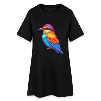 Bee Eater Coloré Kawaii Dessin animé Personnage Oiseau - Robe T-shirt Femme - noir - Devant