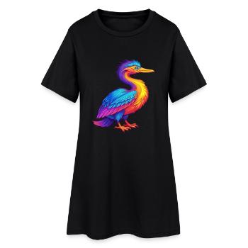 Anhinga Bunte Kawaii Cartoon Figur Vogel - Frauen T-Shirt-Kleid - Schwarz - Vorne