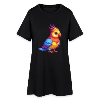 calopsitte coloré Kawaii personnage de dessin animé oiseau - Robe T-shirt Femme - noir - Devant