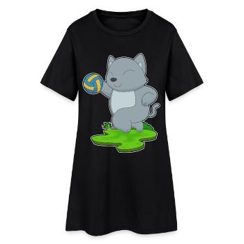 Chat Joueur de Volley-ball Volley-ball - Robe T-shirt Femme - noir - Devant