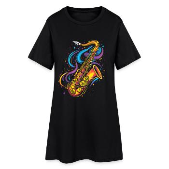 Saxophone Cartoon Look - Women’s T-Shirt Dress - black - Front