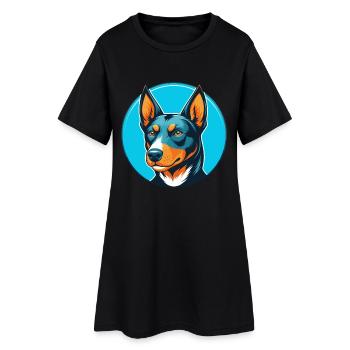 Chien Kelpie Australien Mignon Kawaii Dessin Animé Logo Pour Animaux De Compagnie - Robe T-shirt Femme - noir - Devant