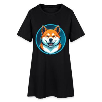 Akita chien mignon kawaii dessin animé animal animal de compagnie logo - Robe T-shirt Femme - noir - Devant
