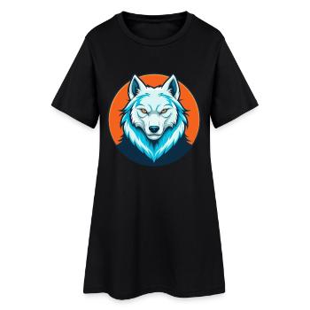 Arctic Wolf Cute Kawaii Cartoon Animal Pet Logo - Women’s T-Shirt Dress - black - Front