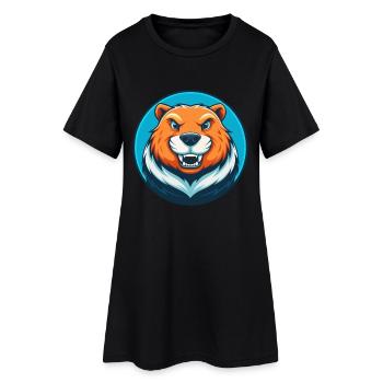 Castor Mignon Kawaii Dessin Animé Clipart Animal Animal Logo - Robe T-shirt Femme - noir - Devant