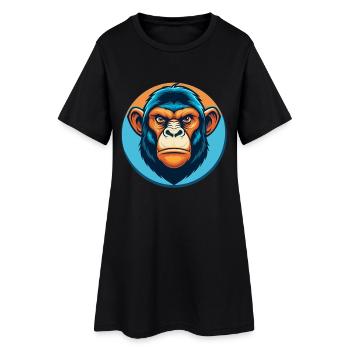 Bonobo Cute Kawaii Cartoon Clipart Animal Pet Logo - Women’s T-Shirt Dress - black - Front