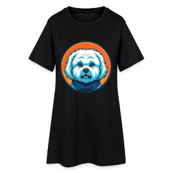 Bichon frisé chien mignon Kawaii dessin animé Animal Logo - Robe T-shirt Femme - noir - Devant