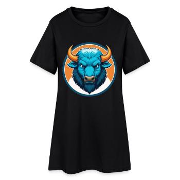 Bison mignon kawaii dessin animé Clipart Animal Pet Logo - Robe T-shirt Femme - noir - Devant