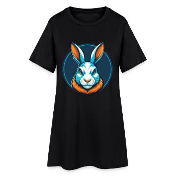 Lapin mignon kawaii dessin animé Clipart Animal Animal Pet Logo - Robe T-shirt Femme - noir - Devant