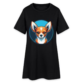 Chihuahua chien mignon kawaii dessin animé animal animal de compagnie logo - Robe T-shirt Femme - noir - Devant