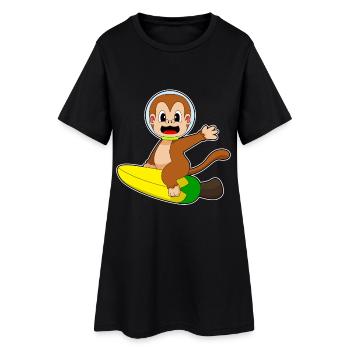 Affe Banane  - Frauen T-Shirt-Kleid - Schwarz - Vorne