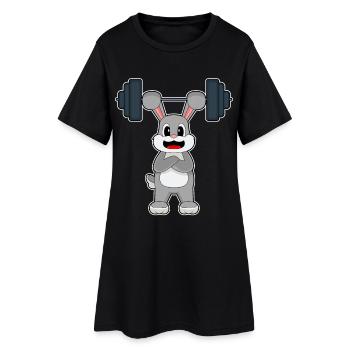 Bunny Bodybuilder Barbell Bodybuilding - Robe T-shirt Femme - noir - Devant