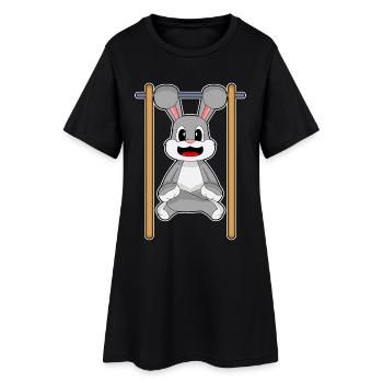 Bunny Bodybuilder Tractions Musculation - Robe T-shirt Femme - noir - Devant