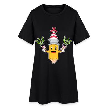 Bleistift Geburtstag Konfetti - Frauen T-Shirt-Kleid - Schwarz - Vorne