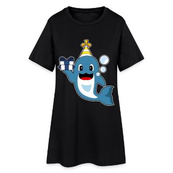 Delfin Geburtstag Partyhut - Frauen T-Shirt-Kleid - Schwarz - Vorne