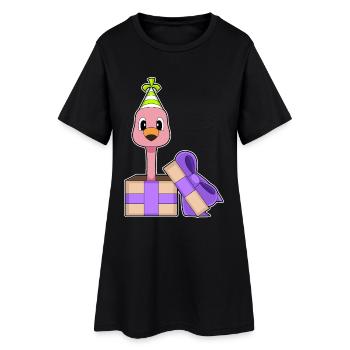 Flamingo Geburtstag Partyhut - Frauen T-Shirt-Kleid - Schwarz - Vorne