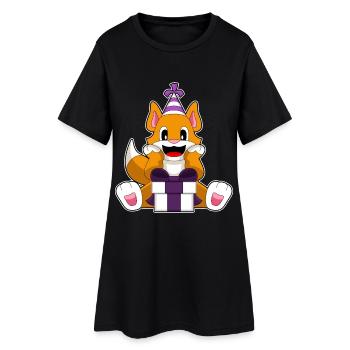 Chapeau de fête d’anniversaire de chat - Robe T-shirt Femme - noir - Devant