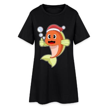 Chapeau de Noël Poisson Noël - Robe T-shirt Femme - noir - Devant
