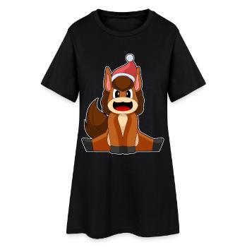 Cheval Noël Chapeau de Noël - Robe T-shirt Femme - noir - Devant