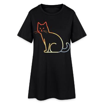 Chat rétro - Robe T-shirt Femme - noir - Devant