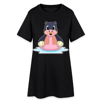 Taupe Flamant - Robe T-shirt Femme - noir - Devant