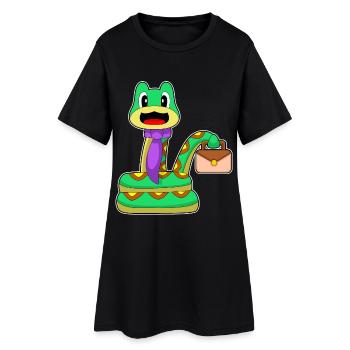 Schlange Handtasche - Frauen T-Shirt-Kleid - Schwarz - Vorne