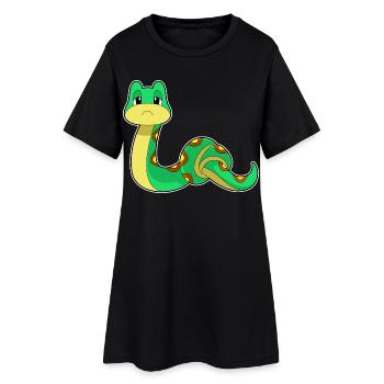Lustige Schlange  - Frauen T-Shirt-Kleid - Schwarz - Vorne