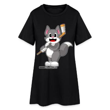 Cat Bâton de Hockey sur Glace - Robe T-shirt Femme - noir - Devant