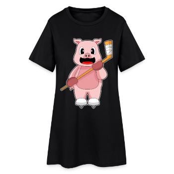 Pig Bâton de Hockey Sur Glace - Robe T-shirt Femme - noir - Devant