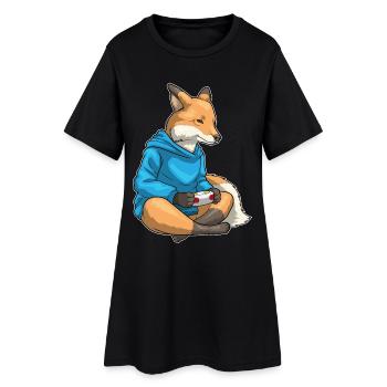 Fuchs Gamer Controller - Frauen T-Shirt-Kleid - Schwarz - Vorne
