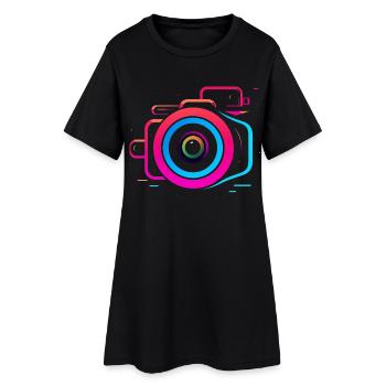 Caméra style Synthwave - Robe T-shirt Femme - noir - Devant