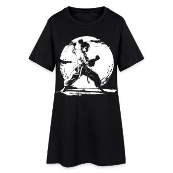 Dessin de fille de karaté - Robe T-shirt Femme - noir - Devant