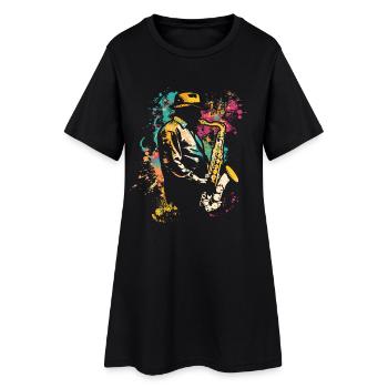 Saxophoniste street art - Robe T-shirt Femme - noir - Devant