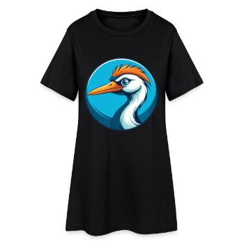 grue mignon kawaii dessin animé clipart animal animal de compagnie logo - Robe T-shirt Femme - noir - Devant