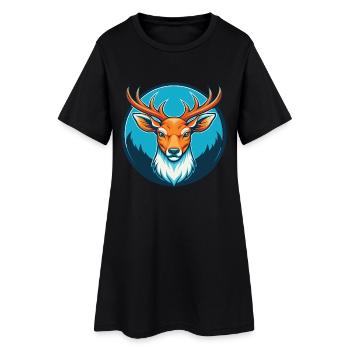 cerf mignon kawaii dessin animé clipart animal de compagnie logo - Robe T-shirt Femme - noir - Devant