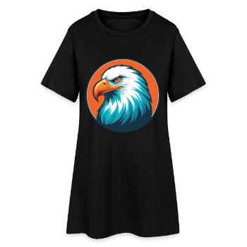 Eagle Cute Kawaii Cartoon Clipart Animal Pet Logo - Women’s T-Shirt Dress - black - Front