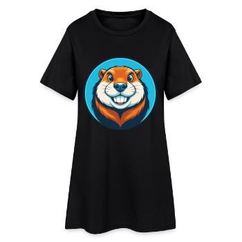 Gopher Cute Kawaii Cartoon Clipart Animal Pet Logo - Women’s T-Shirt Dress - black - Front