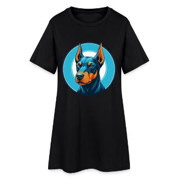 German Pinscher Dog Cute Kawaii Cartoon Pet Logo - Women’s T-Shirt Dress - black - Front
