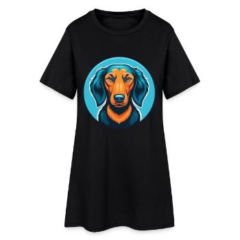 Teckel chien mignon Kawaii dessin animé animal animal logo - Robe T-shirt Femme - noir - Devant